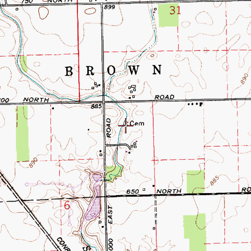 Topographic Map of Ballard Cemetery, IN