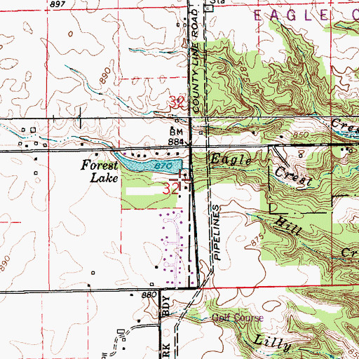 Topographic Map of Evans Cemetery, IN