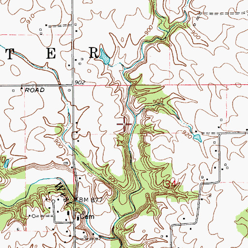 Topographic Map of Arnold Cemetery, IN