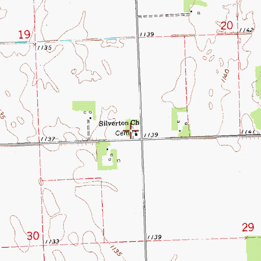 Topographic Map of Silverton Cemetery, MN