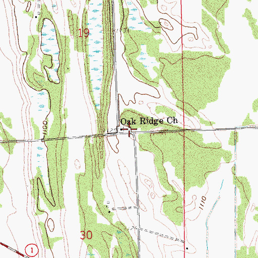 Topographic Map of Oak Ridge Cemetery, MN