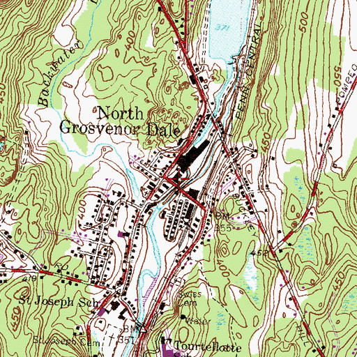 Topographic Map of North Grosvenor Dale, CT