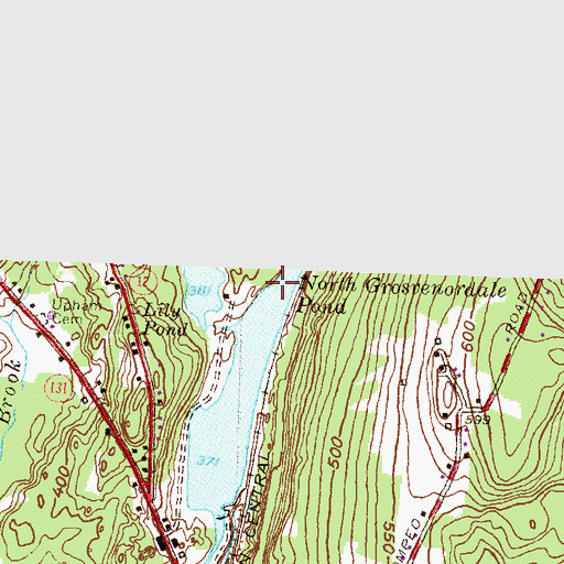 Topographic Map of North Grosvenordale Pond, CT