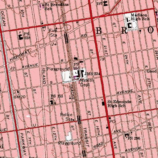 Topographic Map of Gravesend Health Sub-Station, NY