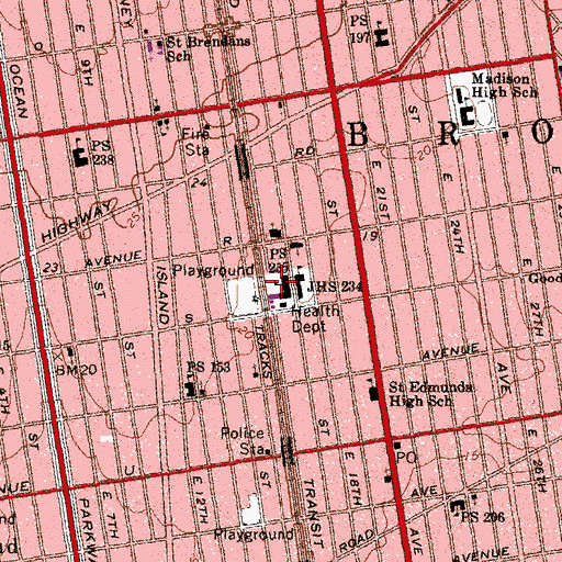 Topographic Map of Kelly Memorial Playground, NY