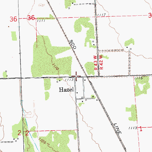 Topographic Map of Hazel Post Office (historical), MN