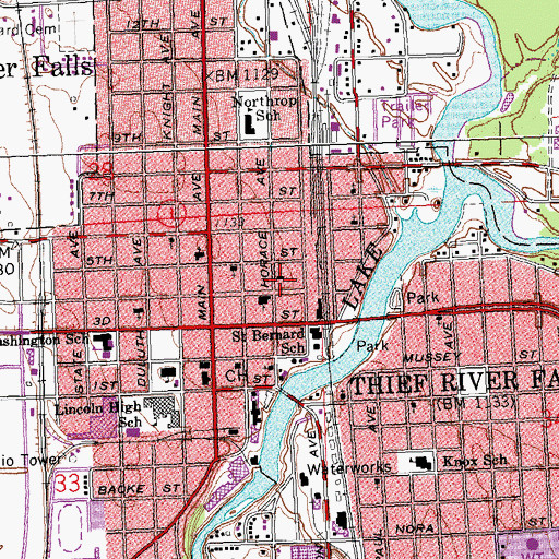 Topographic Map of First Baptist Church, MN