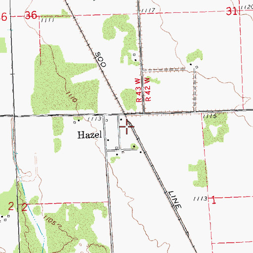 Topographic Map of Hazel Railroad Station, MN