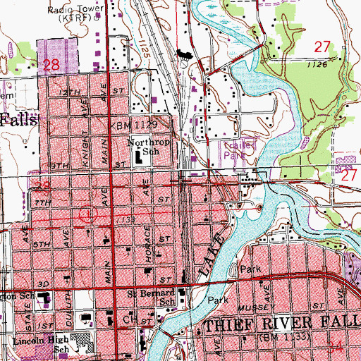 Topographic Map of Thief River Falls Station, MN