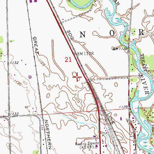Topographic Map of Thief River Golf Club, MN