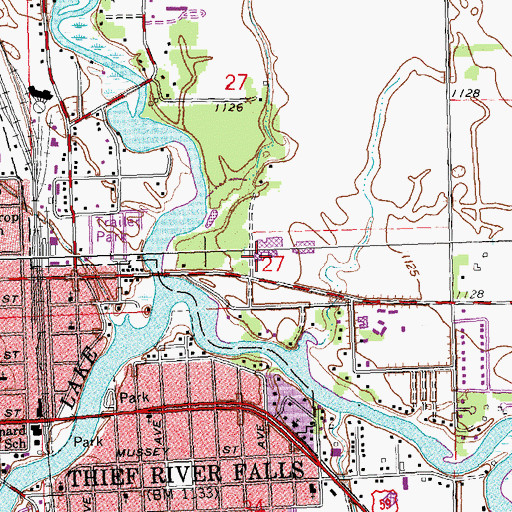 Topographic Map of Northland Community and Technical College, MN
