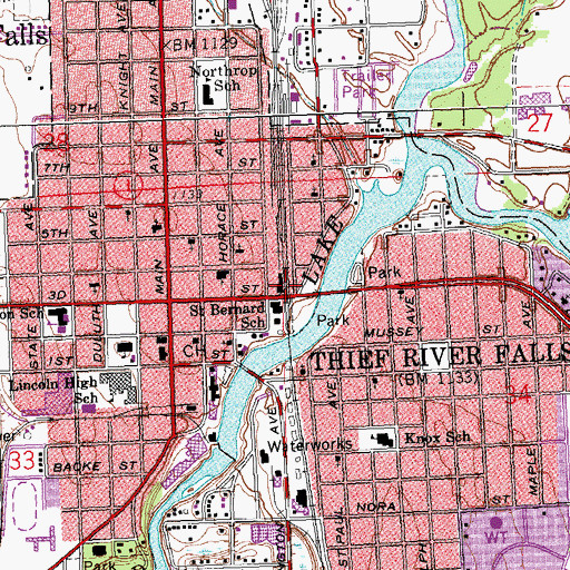 Topographic Map of Pennington City Hall, MN