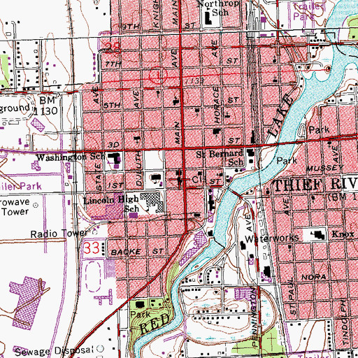 Topographic Map of Pennington County Courthouse, MN