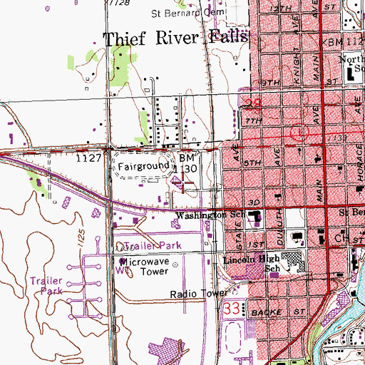 Topographic Map of Huck Olson Memorial Civic Center, MN