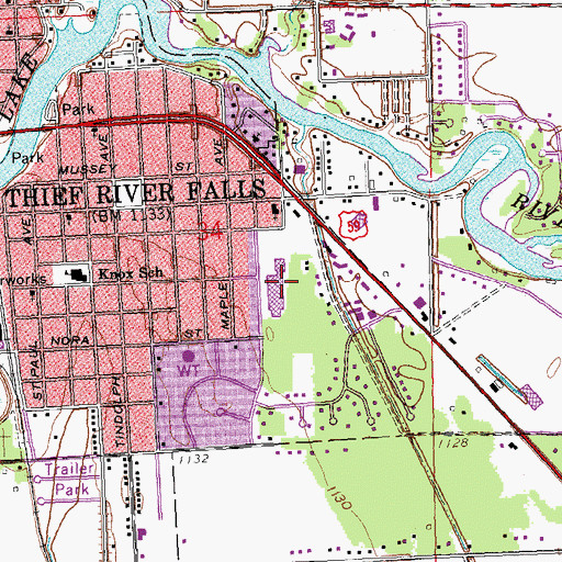 Topographic Map of Franklin Middle School, MN