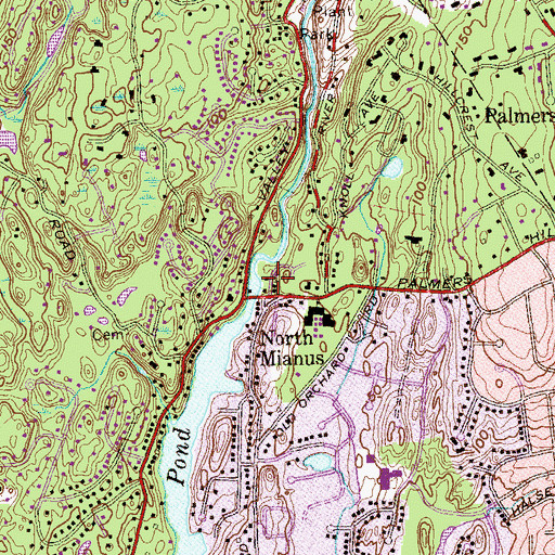 Topographic Map of North Mianus, CT