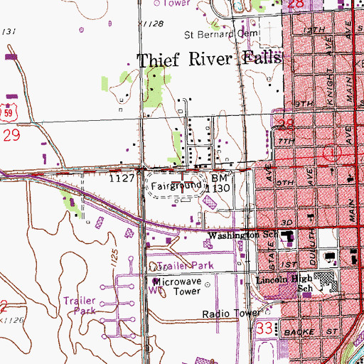 Topographic Map of Pennington County Fairgrounds, MN