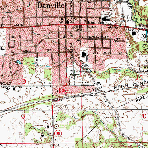 Topographic Map of Danville South Cemetery, IN