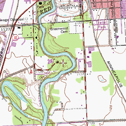 Topographic Map of Oakland Park, MN