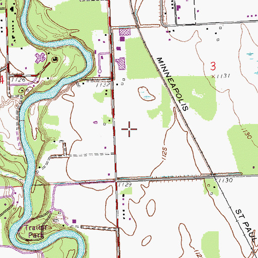 Topographic Map of South Town Park, MN