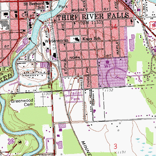 Topographic Map of Annie Street Park, MN