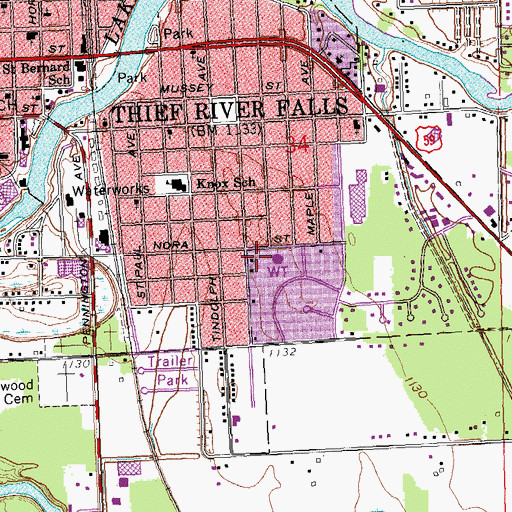 Topographic Map of Lions Park, MN