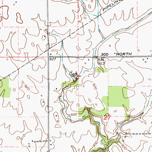 Topographic Map of Hyten Cemetery, IN