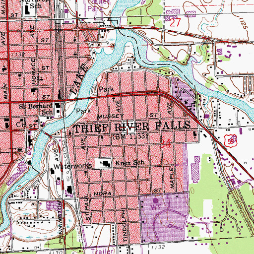 Topographic Map of Engelstad Park, MN