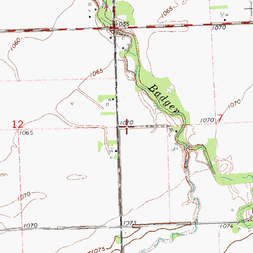 Topographic Map of Badger Post Office (historical), MN