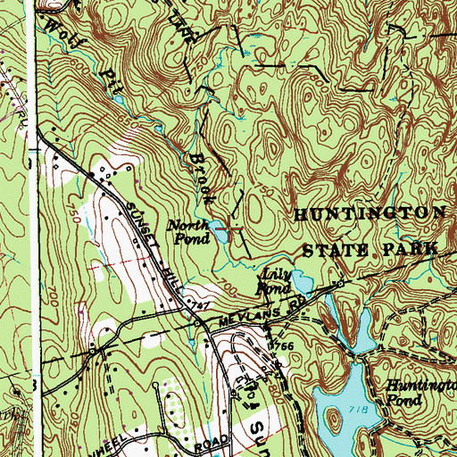 Topographic Map of North Pond, CT