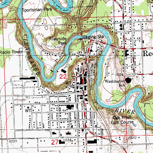 Topographic Map of Red Lake Falls Public Library, MN