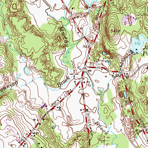 Topographic Map of North Running Brook, CT