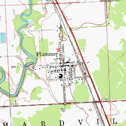 Topographic Map of Plummer Post Office, MN
