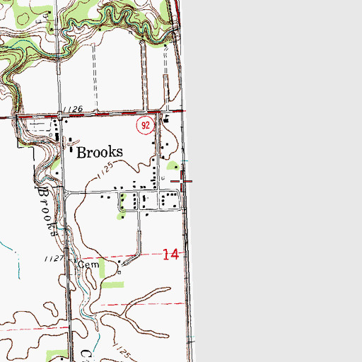 Topographic Map of Brooks, MN