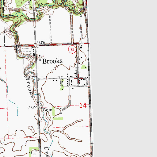 Topographic Map of Brooks Post Office, MN