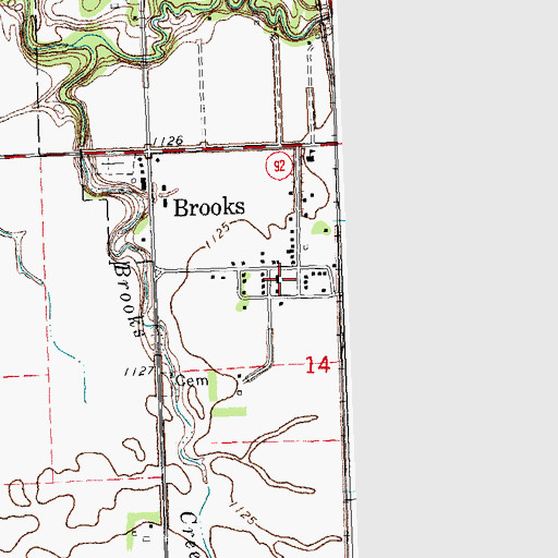 Topographic Map of Brooks Parish, MN