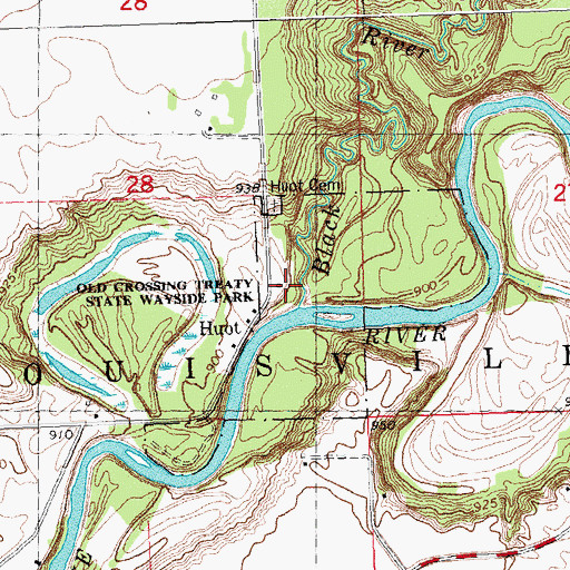 Topographic Map of Old Crossing Memorial Park Historical Marker, MN