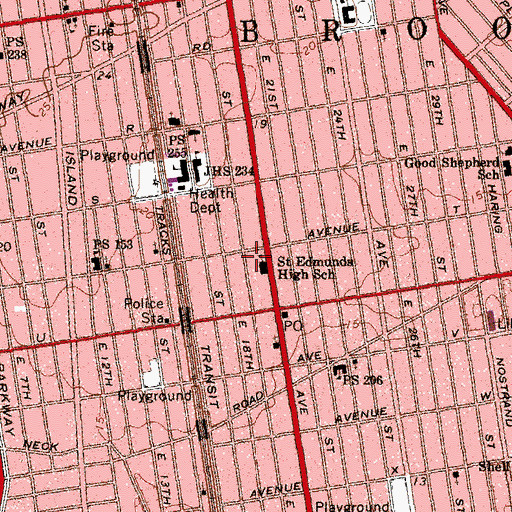 Topographic Map of Saint Edmund's Roman Catholic Church, NY