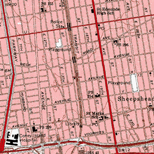 Topographic Map of First Baptist Church, NY