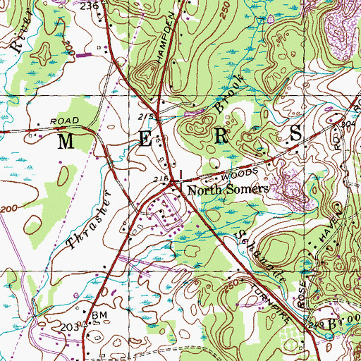 Topographic Map of North Somers, CT