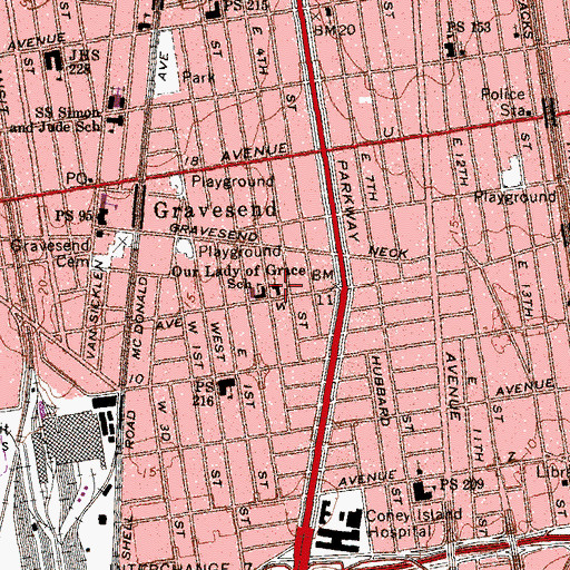 Topographic Map of Our Lady of Grace Roman Catholic Church, NY