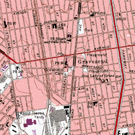 Topographic Map of Coney Island Pentecostal Church, NY