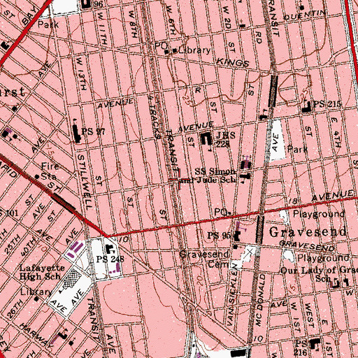 Topographic Map of Avenue T Sub-Station New York City Transit System, NY