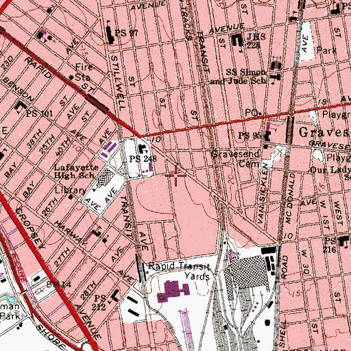 Topographic Map of Avenue V Sewage Pumping Station, NY
