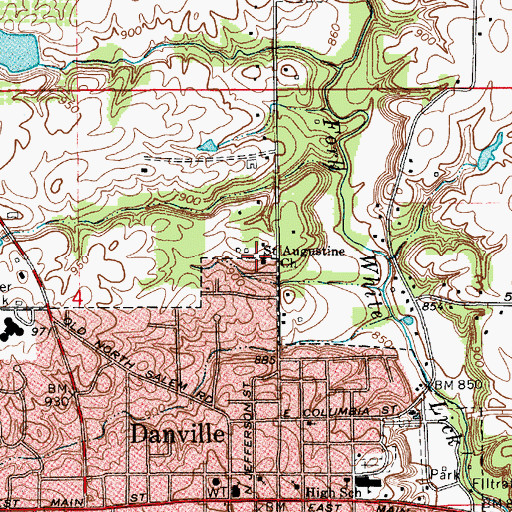 Topographic Map of Saint Augustine Memorial Gardens, IN