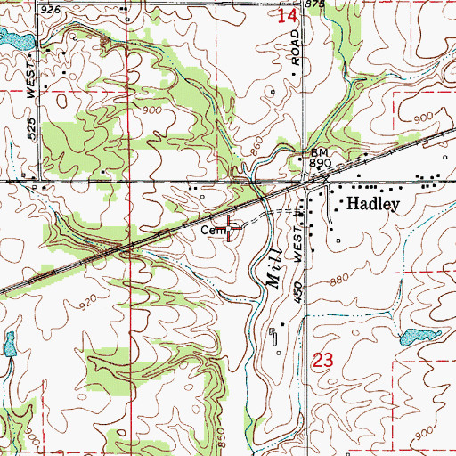 Topographic Map of Hadley Friends Cemetery, IN