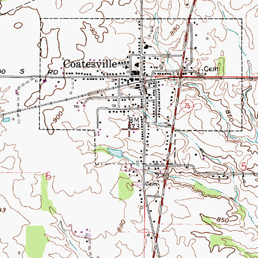 Topographic Map of Moravian Cemetery, IN