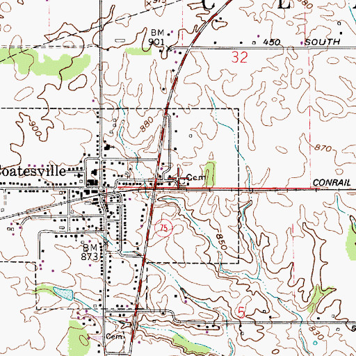 Topographic Map of West Branch Friends Cemetery, IN