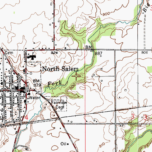 Topographic Map of Campbell Cemetery, IN