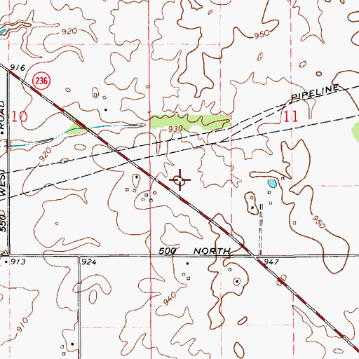 Topographic Map of Devenport Cemetery, IN